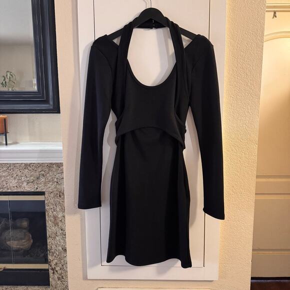 NWT Anthropologie Ponte Cutout Mini Dress Little Black Dress Knit Size Small - Picture 4 of 9